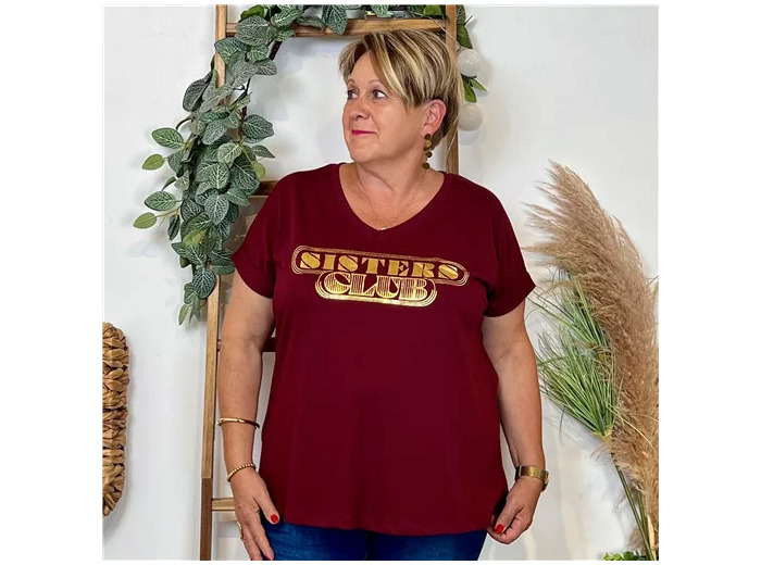 Z149- T Shirt "Sisters Club" (Gt) 🇮🇹 (bordeaux)