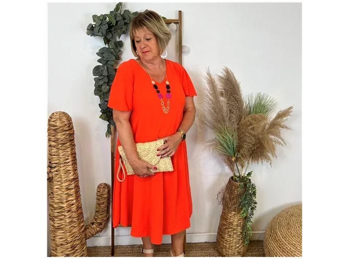 N353- Robe fluide à petit prix (GT) (orange)