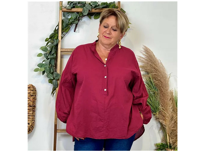 Z135- Blouse Coton unie (Gt) (bordeaux)