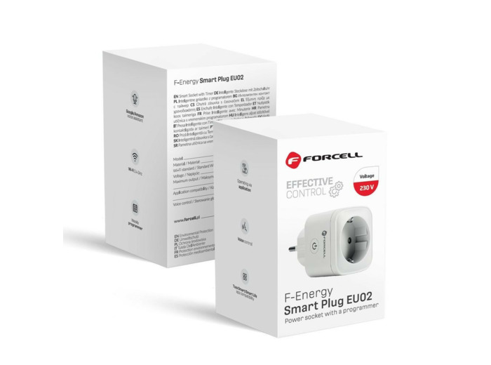 FORCELL F-ENERGY Prise intelligente 230V avec Wifi, programmateur, contrôle vocal, compatible Tuya/Alexa