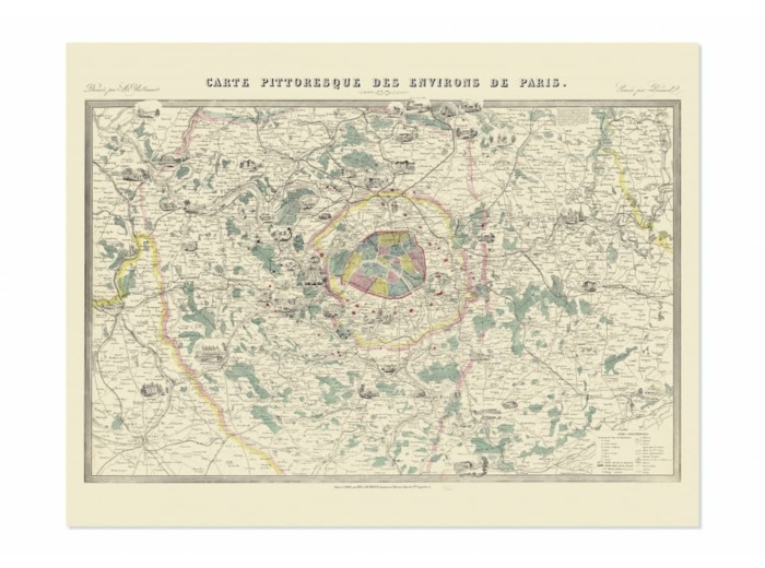 CARTE - CARTE PITTORESQUE DES ENVIRONS DE PARIS
