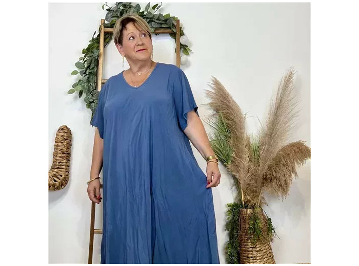 Z308- Robe longue Fluide 🇮🇹 (bleu indigo)