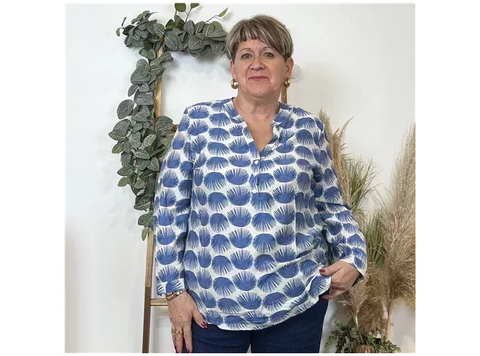 K809- Blouse Christy "Oursin" (T44-T52) (bleu royal)