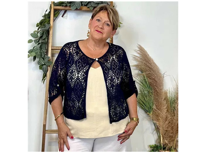 Z132- Gilet court Ajouré 🇮🇹 (marine)