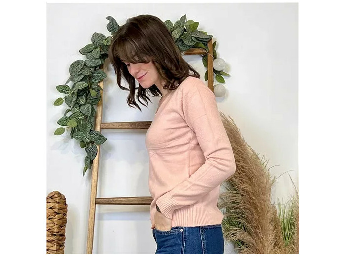 Y370- Pull Épais sans laine «Voggo» (T36-T48) (rose poudré)