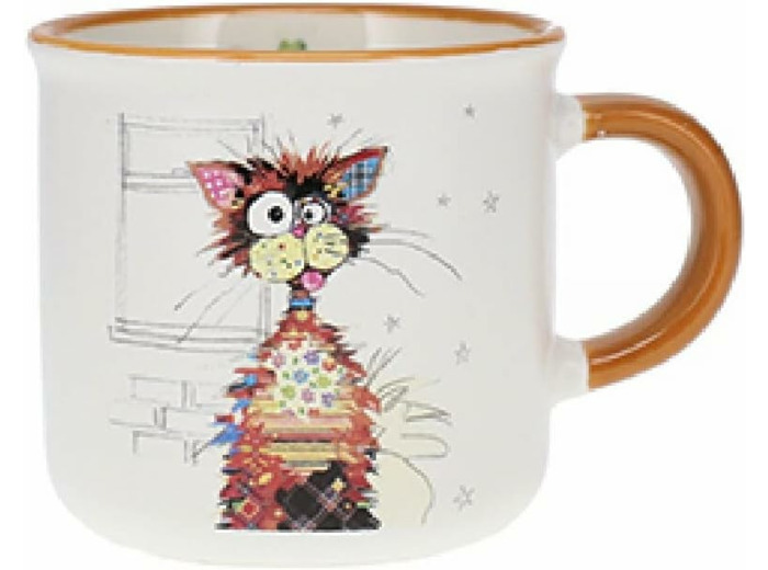 KIUB Mini mug timbale expresso avec des animaux - motif chat  Ziggy- Hauteur 6,5CM - porcelaine fine