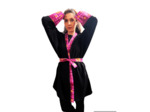 Kimono tissu noir mi-long pour femme