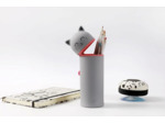 I-TOTAL® - Trousse en Silicone Souple pour l'École, Extensible avec Forme Profilée Grey Cat