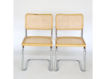 Paire de chaises en cannage et chrome