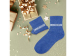 chaussettes bleues à paillettes "emmerdeuse"