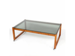 Table basse en teck et verre fumé
