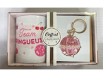 STC coffret mug et porte clés pailettes "Team bringeuse"
