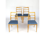 Ensemble de chaises scandinaves velours bleu