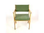 Fauteuil en chêne et velours années 60