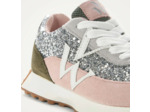 Baskets monogramme Mini argent et rose à semelle running - Maéline - Vanessa Wu