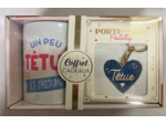 STC coffret mug et porte clés pailettes "Têtue"