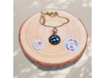 Collier bouton "Firenze" en wax blanc à pois bleus