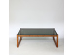 Table basse en teck et verre fumé