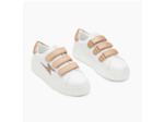 Baskets éclair blanc et rose gold à scratchs - Bonnie - Vanessa Wu