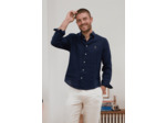 Chemise en lin bleu homme