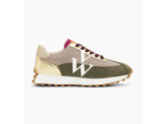 Baskets monogramme beige et kaki à semelle running - Faustine - Vanessa Wu
