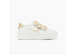 Baskets éclair blanc et or à scratchs - Mini Marilou - Vanessa Wu