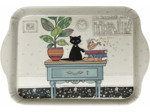KIUB Mini Plateau avec un chat - Motif chat à son bureau de travail- mélamine de qualité - Taille Mini 14*21CM