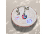 Collier Sautoir bouton "Firenze" en tissu japonais fleuri tons roses