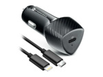 FORCELL CARBON chargeur de voiture Type C 3.0 PD20W + câble pour Apple Lightning 8-pin PD20W
