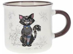 KIUB Mini mug timbale expresso avec des animaux - motif chat noir - Hauteur 6,5CM - porcelaine fine