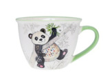 KIUB Bol timbale avec une anse - Motif panda sur sa branche de bambou- matière porcelaine fine - contenance 550ML