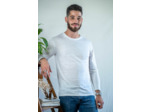 T shirt manches longues en lin bio homme - blanc