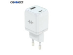 CONNECT - Chargeur Secteur Multi GaN Charge Rapide 33W (USB + USB-C) Blanc