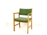 Fauteuil en chêne et velours années 60