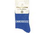 chaussettes bleues à paillettes "emmerdeuse"