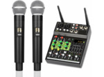 Gsrimgratoe Mélangeur audio 4 canaux avec 1 tirage 2 micros sans Console de mixage avec effet Bluetooth USB pour DJ karaoké PC Guitar