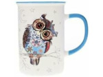 KIUB Mug avec des animaux - motif chouette- matière porcelaine fine - contenance 360ML