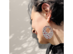 Boucles d'oreilles tissu sur support bois