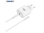 CONNECT - Chargeur Secteur USB-C Charge Rapide 25W avec câble 1m
