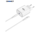 CONNECT - Chargeur Secteur USB-C Charge Rapide 25W avec câble 1m