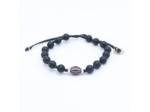 Bracelet unisexe onyx, perle vénitienne en verre et argent