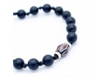 Bracelet unisexe onyx, perle vénitienne en verre et argent