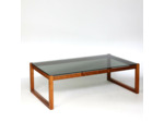 Table basse en teck et verre fumé