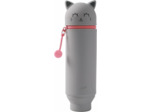 I-TOTAL® - Trousse en Silicone Souple pour l'École, Extensible avec Forme Profilée Grey Cat