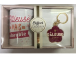 STC coffret mug et porte clés pailettes "Râleuse"