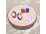 Boucles d'oreilles tissu sur support bois