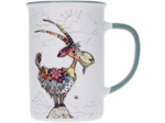 Kiub Grand mug avec des animaux - motif bouquetin au sommet de sa montagne - matière porcelaine fine - contenance 360ML