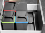 Base 4 cavités pour poubelles tri-sélectif pour tiroir