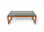 Table basse en teck et verre fumé
