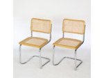 Paire de chaises en cannage et chrome